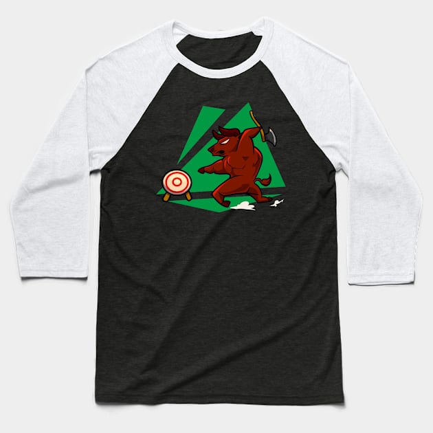 Axe throwing bull - axe throwing Baseball T-Shirt by Modern Medieval Design